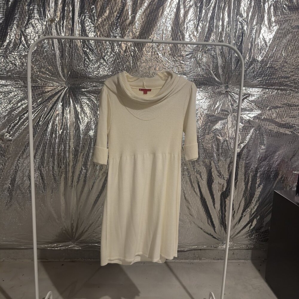 LIV Cowl Neck 3/4 Sleeve Knit Women’s White Dress Size XL Casual Chic